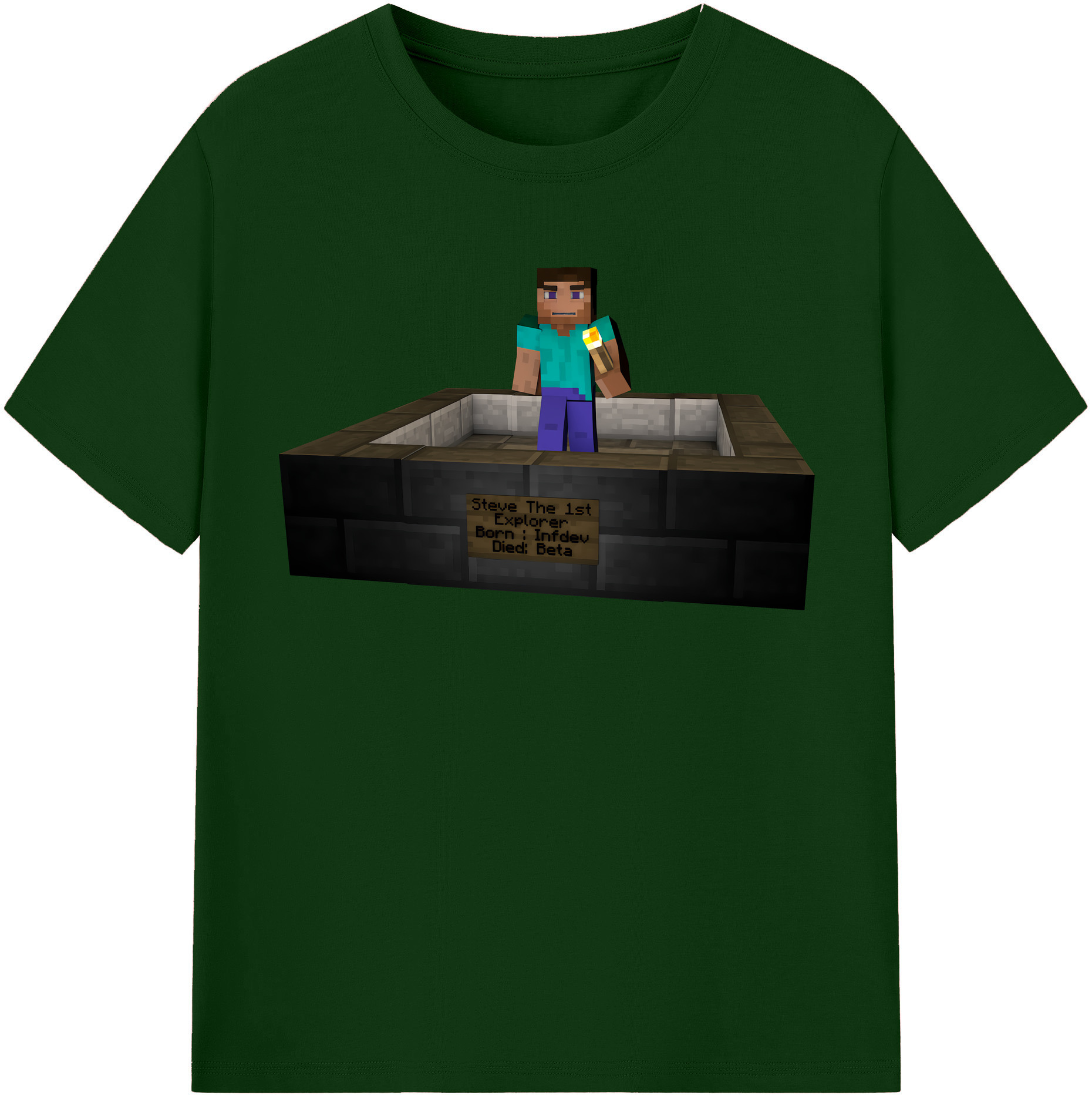 （画像用） マインクラフト ブロックの世界 Minecraft MC Block world 綿100％半袖Tシャツ（フロントプリント）